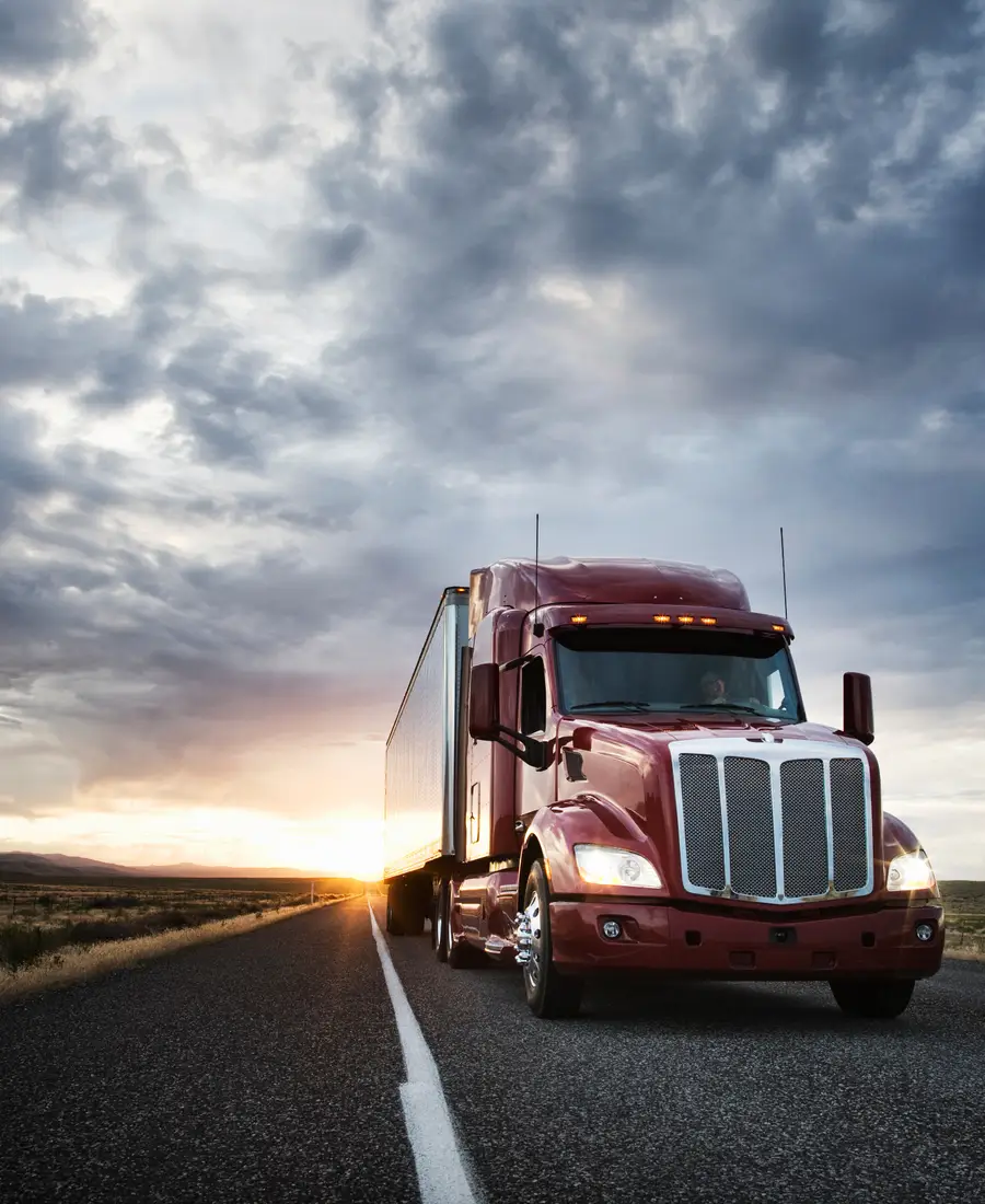 A commercial truck on the highway